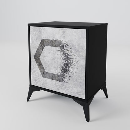 Credenza HEXAGONAL FIGURES a 1 anta con finitura nera