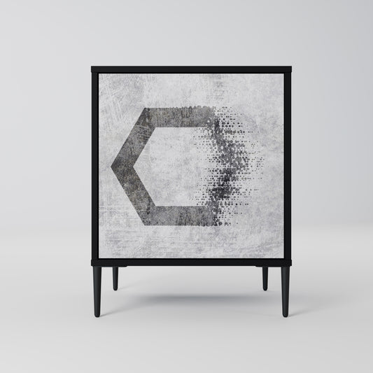 Credenza HEXAGONAL FIGURES a 1 anta con finitura nera