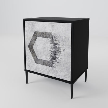 Credenza HEXAGONAL FIGURES a 1 anta con finitura nera