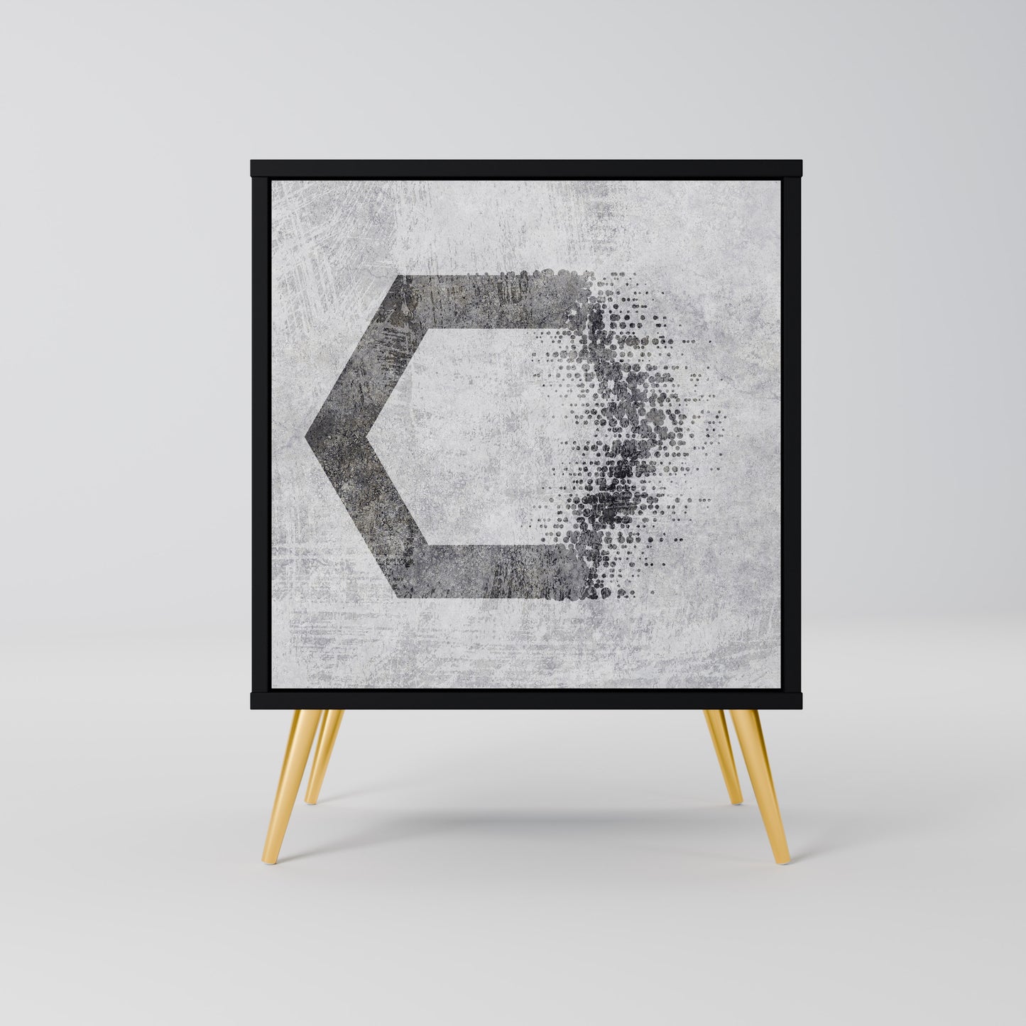 Credenza HEXAGONAL FIGURES a 1 anta con finitura nera