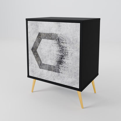 Credenza HEXAGONAL FIGURES a 1 anta con finitura nera