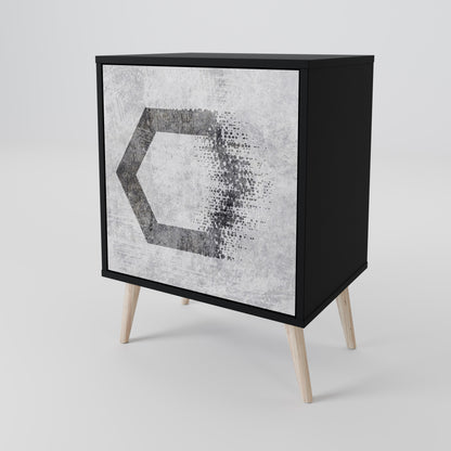 Credenza HEXAGONAL FIGURES a 1 anta con finitura nera