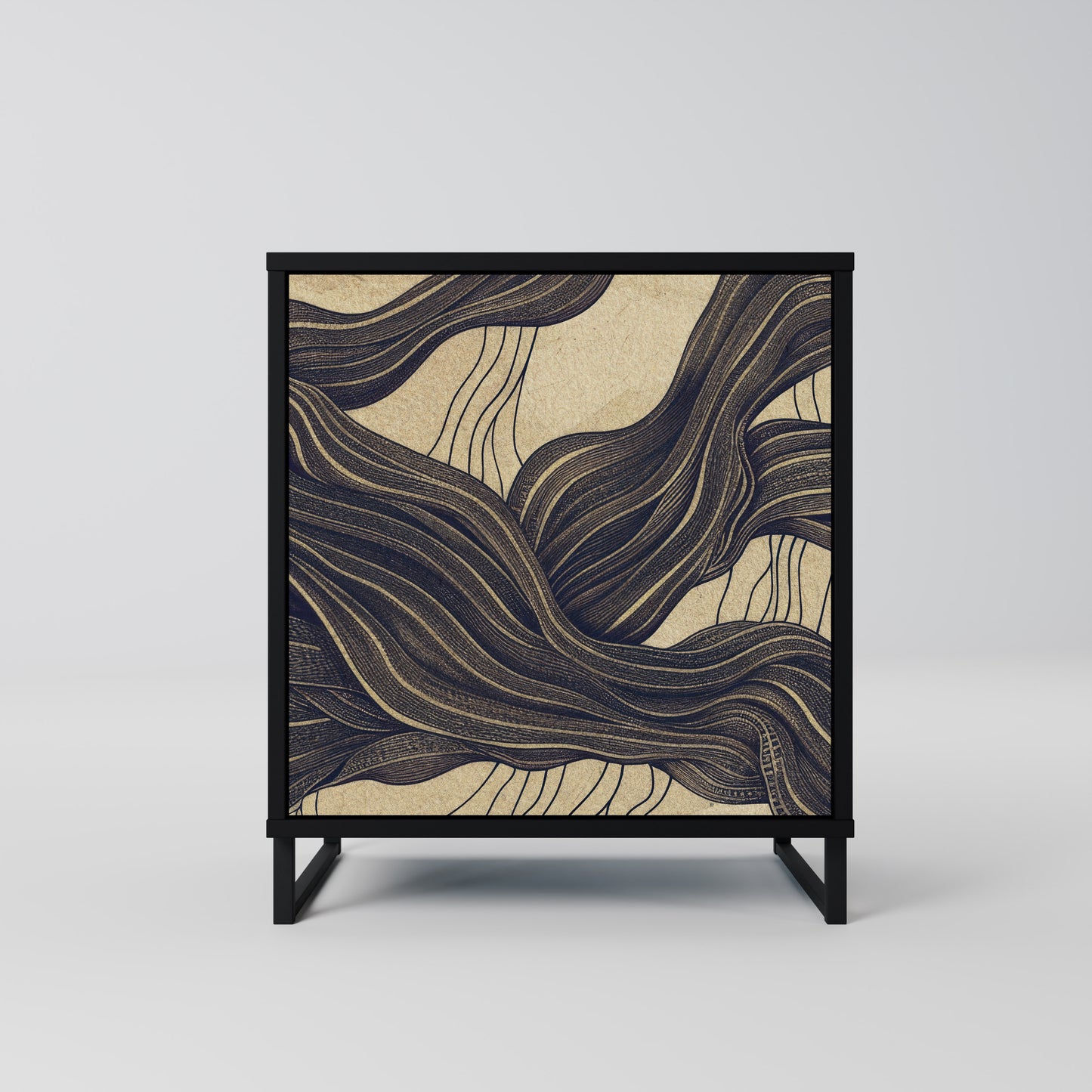 UNIFIED FRAGMENTS 1-Door Sideboard in Black Finish