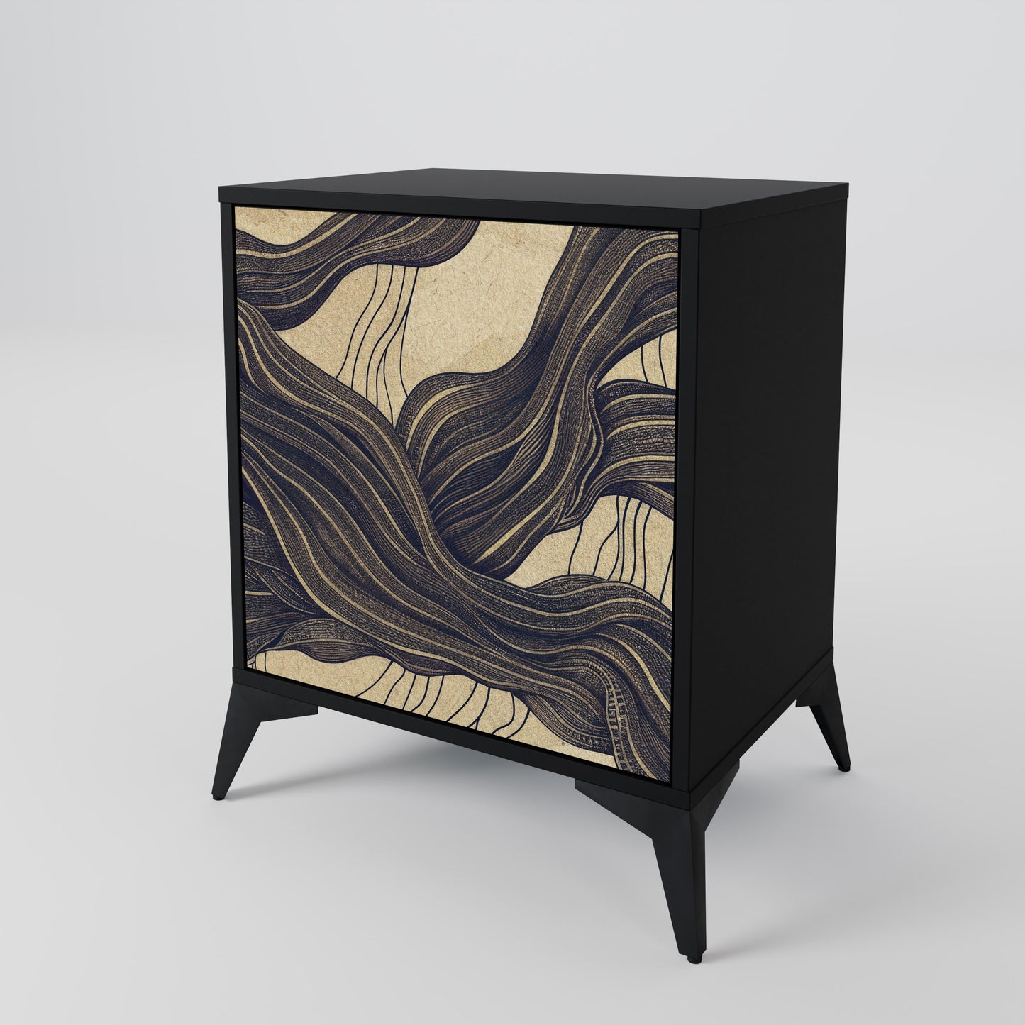 UNIFIED FRAGMENTS 1-Door Sideboard in Black Finish