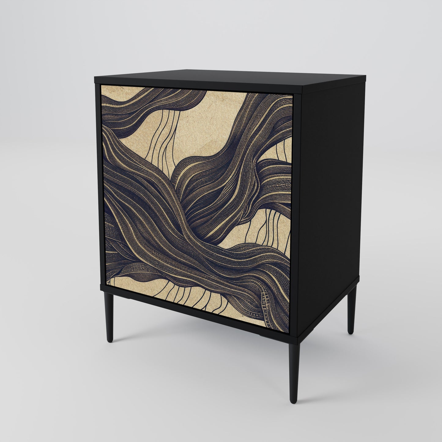 UNIFIED FRAGMENTS 1-Door Sideboard in Black Finish