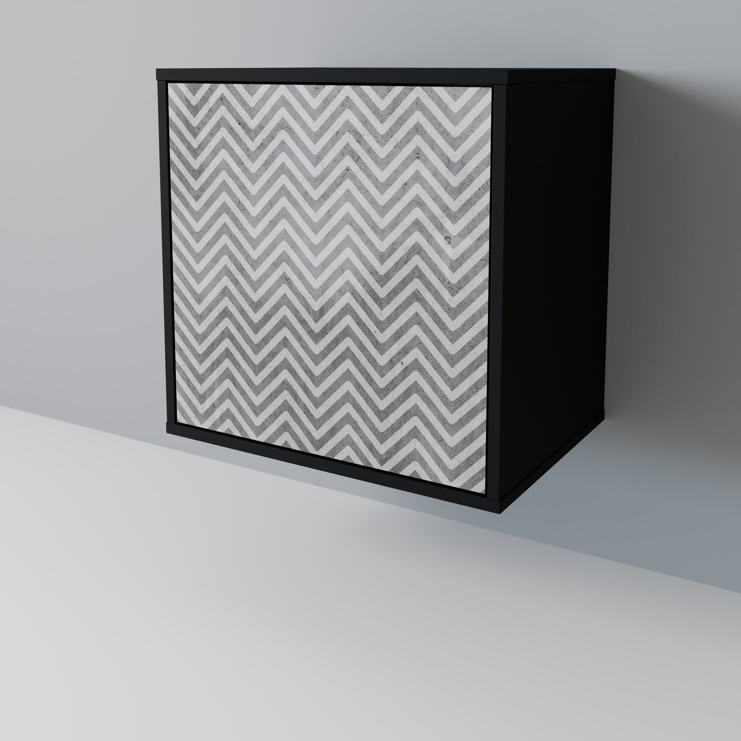 CONCRETE ZIG ZAG 1-Door Sideboard in Black Finish