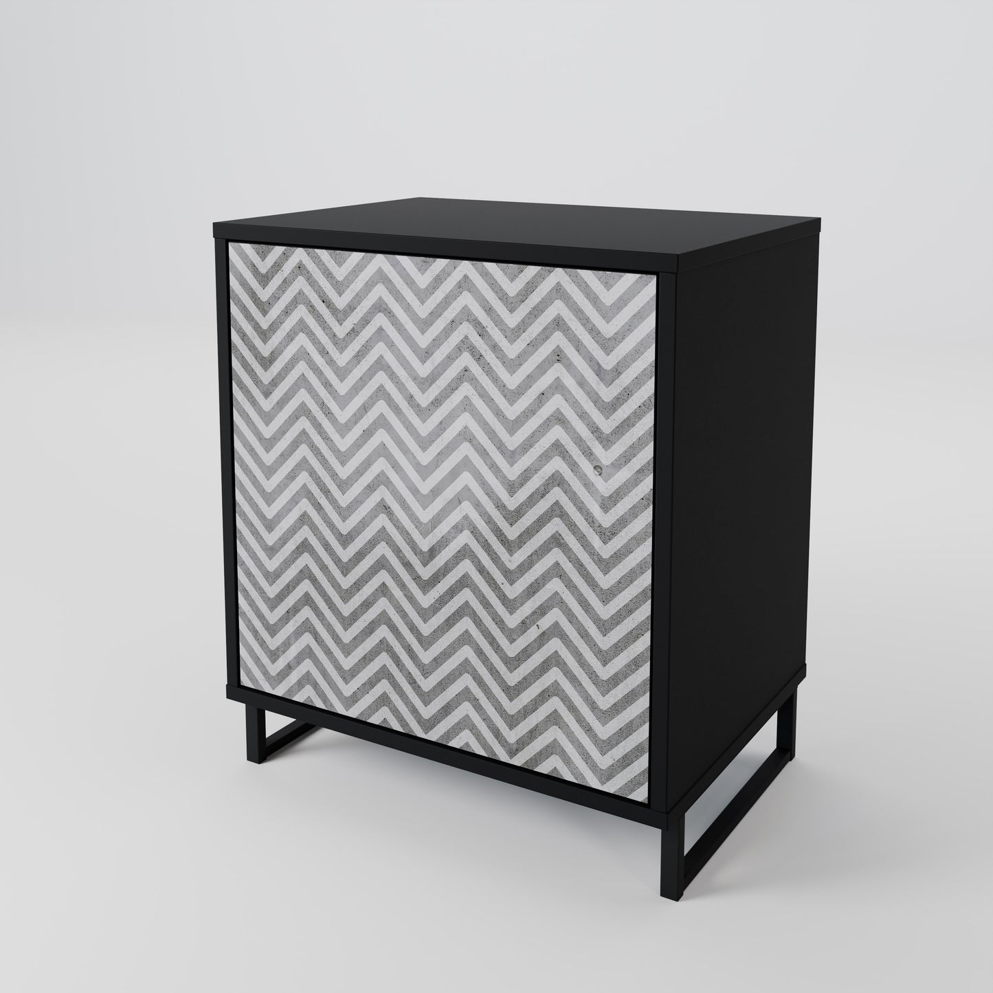 CONCRETE ZIG ZAG 1-Door Sideboard in Black Finish