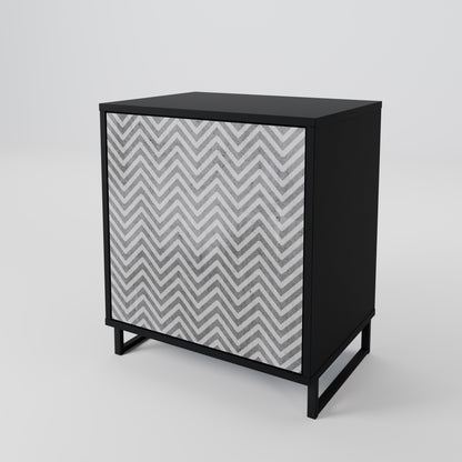 CONCRETE ZIG ZAG 1-Door Sideboard in Black Finish