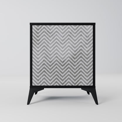 CONCRETE ZIG ZAG 1-Door Sideboard in Black Finish