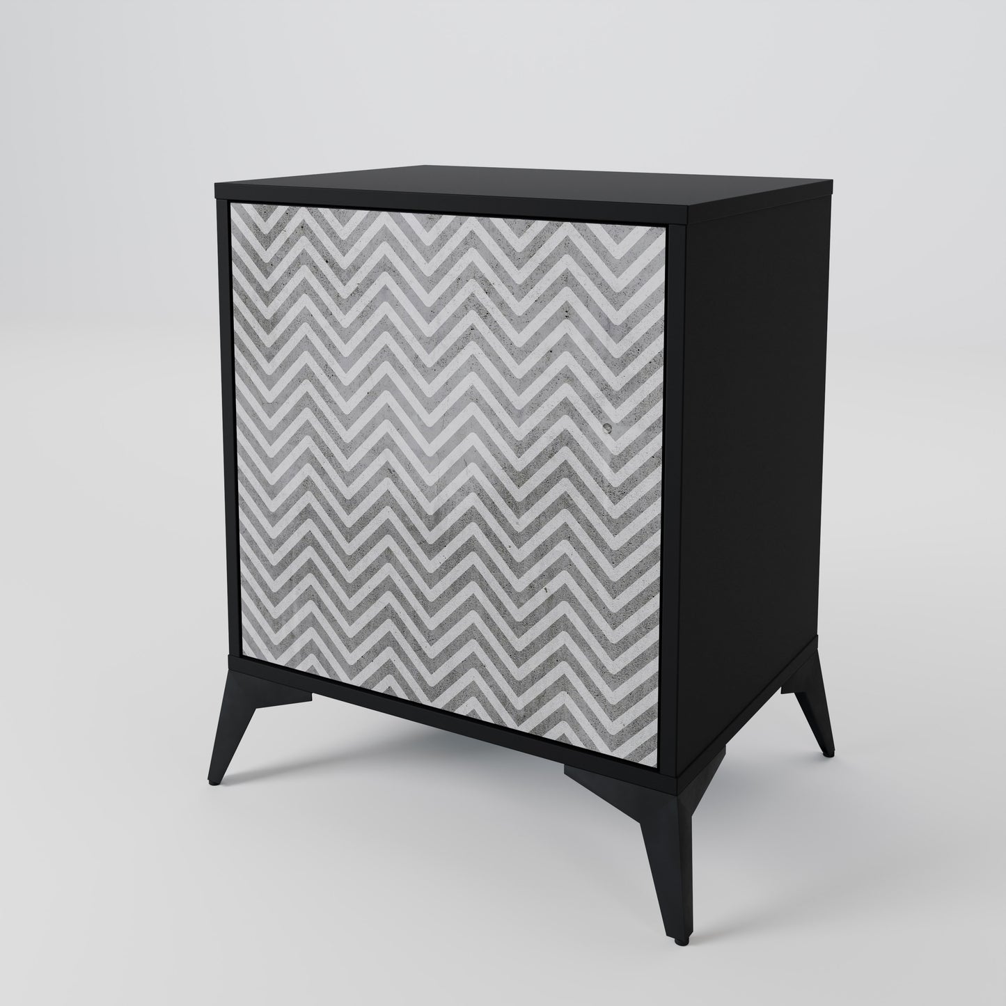 CONCRETE ZIG ZAG 1-Door Sideboard in Black Finish