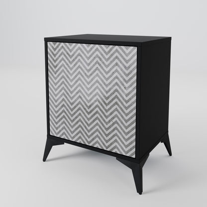 CONCRETE ZIG ZAG 1-Door Sideboard in Black Finish
