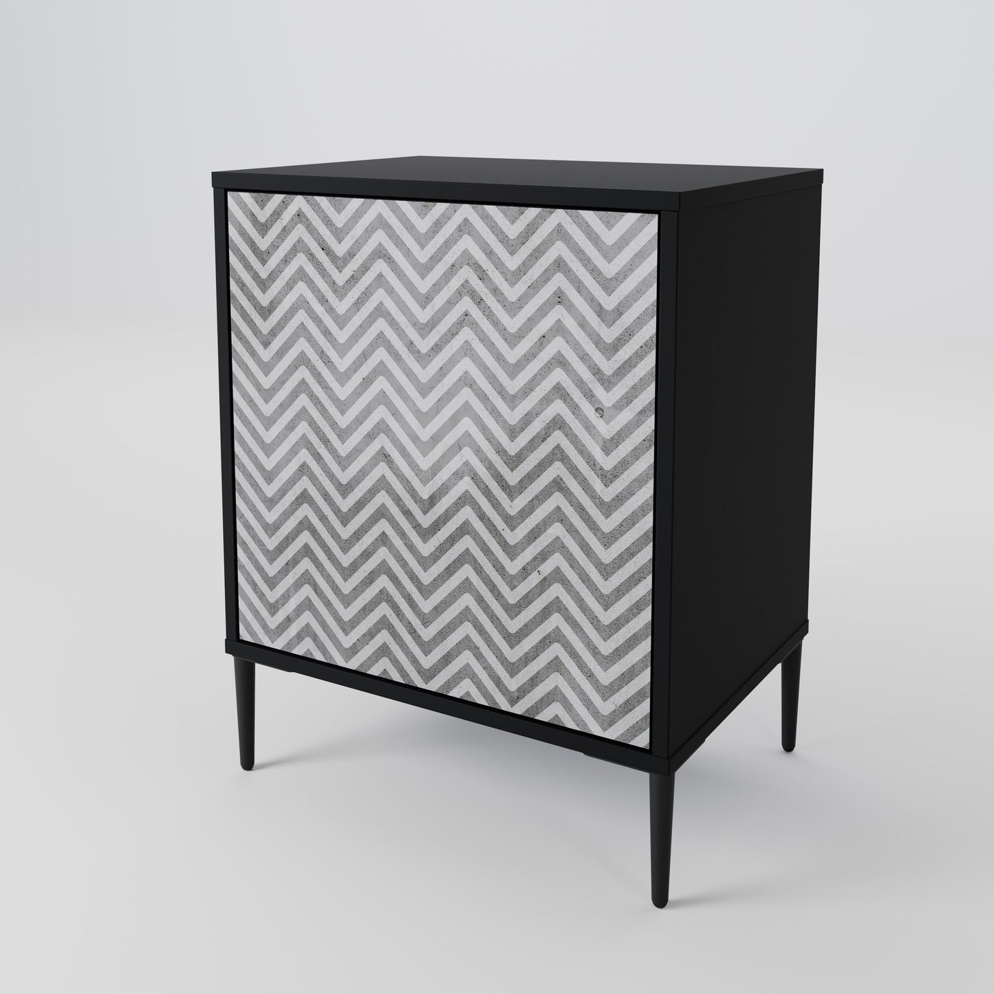 CONCRETE ZIG ZAG 1-Door Sideboard in Black Finish