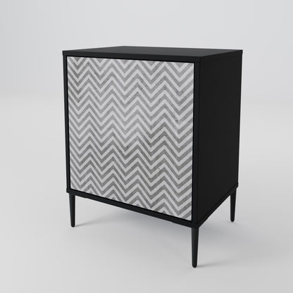 CONCRETE ZIG ZAG 1-Door Sideboard in Black Finish