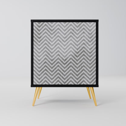 CONCRETE ZIG ZAG 1-Door Sideboard in Black Finish