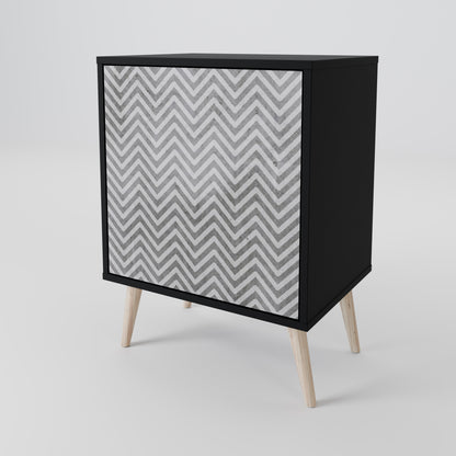 CONCRETE ZIG ZAG 1-Door Sideboard in Black Finish