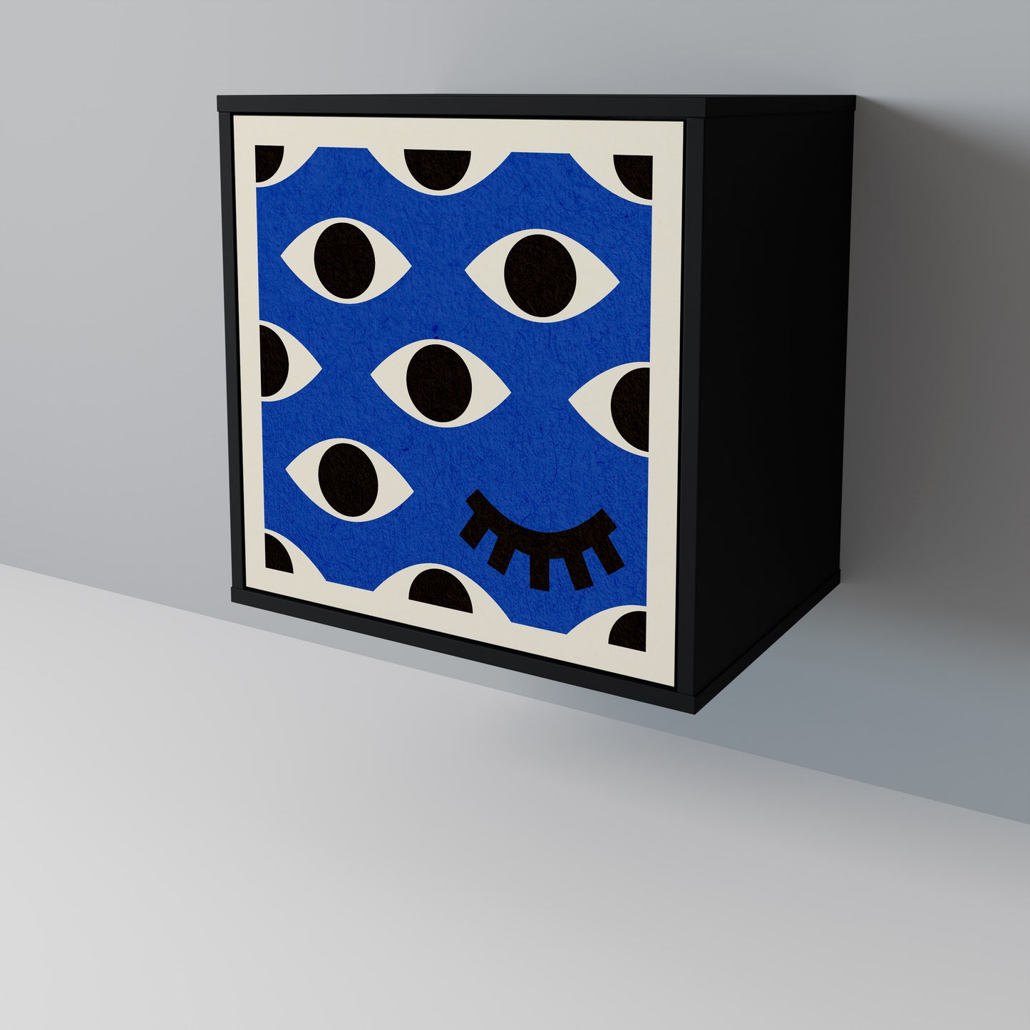 Credenza GEOMETRIC EYES a 1 anta con finitura nera