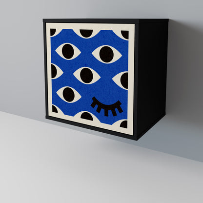 Credenza GEOMETRIC EYES a 1 anta con finitura nera
