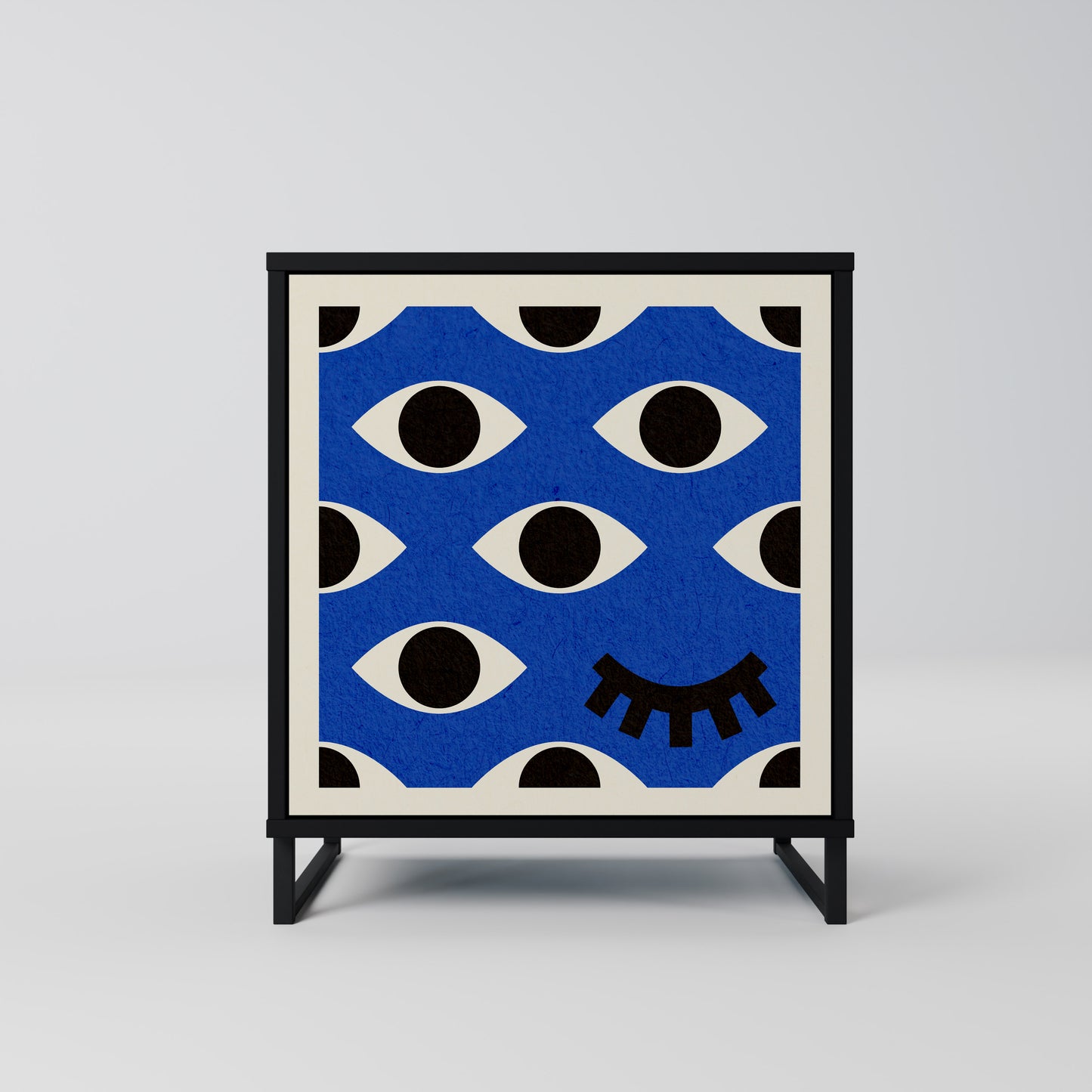 Credenza GEOMETRIC EYES a 1 anta con finitura nera