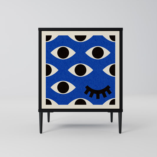 Credenza GEOMETRIC EYES a 1 anta con finitura nera