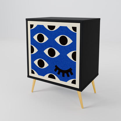 Credenza GEOMETRIC EYES a 1 anta con finitura nera