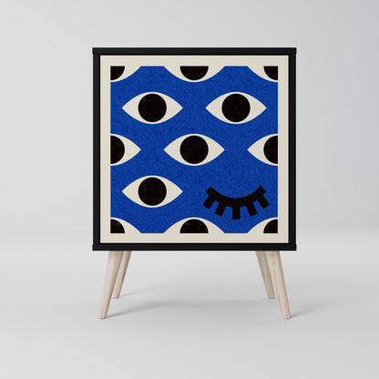 Credenza GEOMETRIC EYES a 1 anta con finitura nera