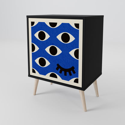 Credenza GEOMETRIC EYES a 1 anta con finitura nera