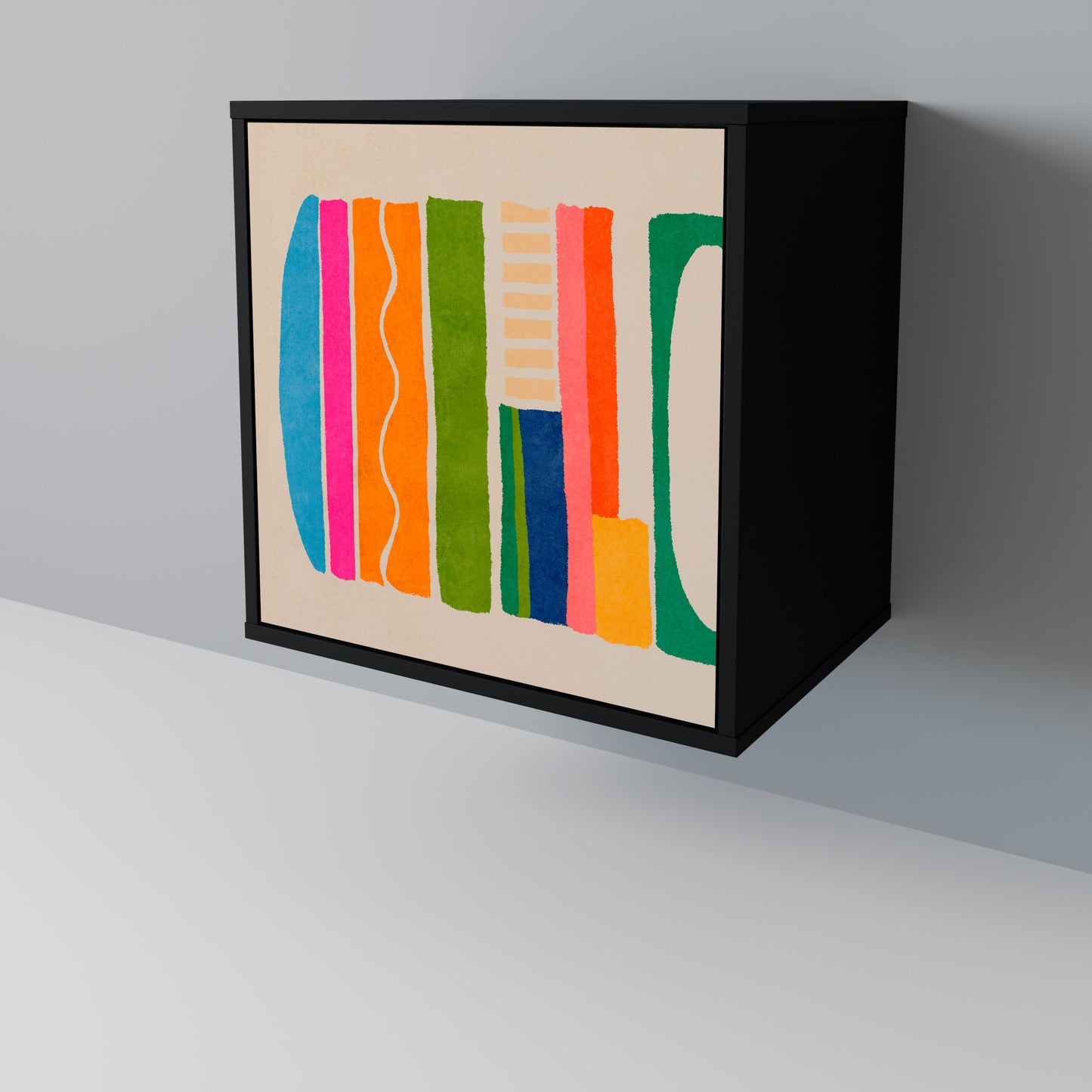 Credenza GEOMETRIC SHINE a 1 anta con finitura nera