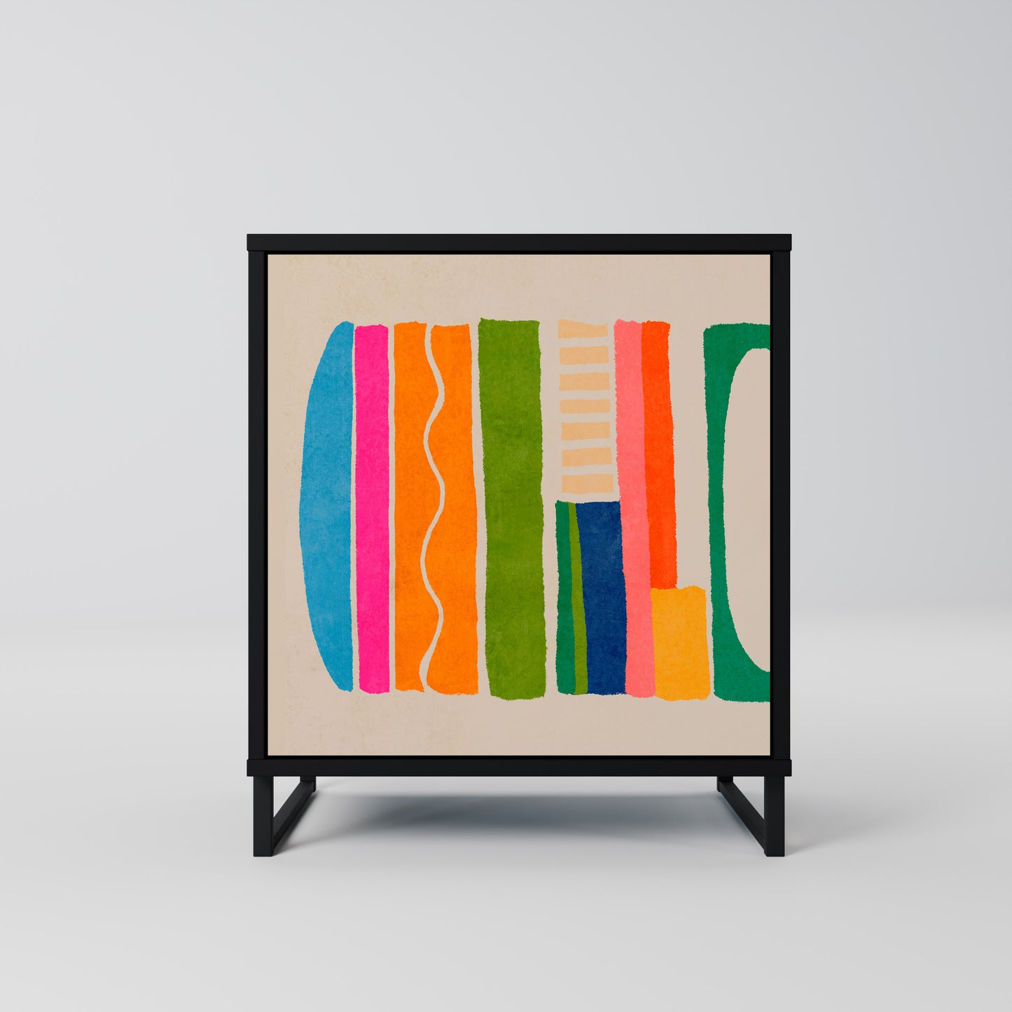 Credenza GEOMETRIC SHINE a 1 anta con finitura nera