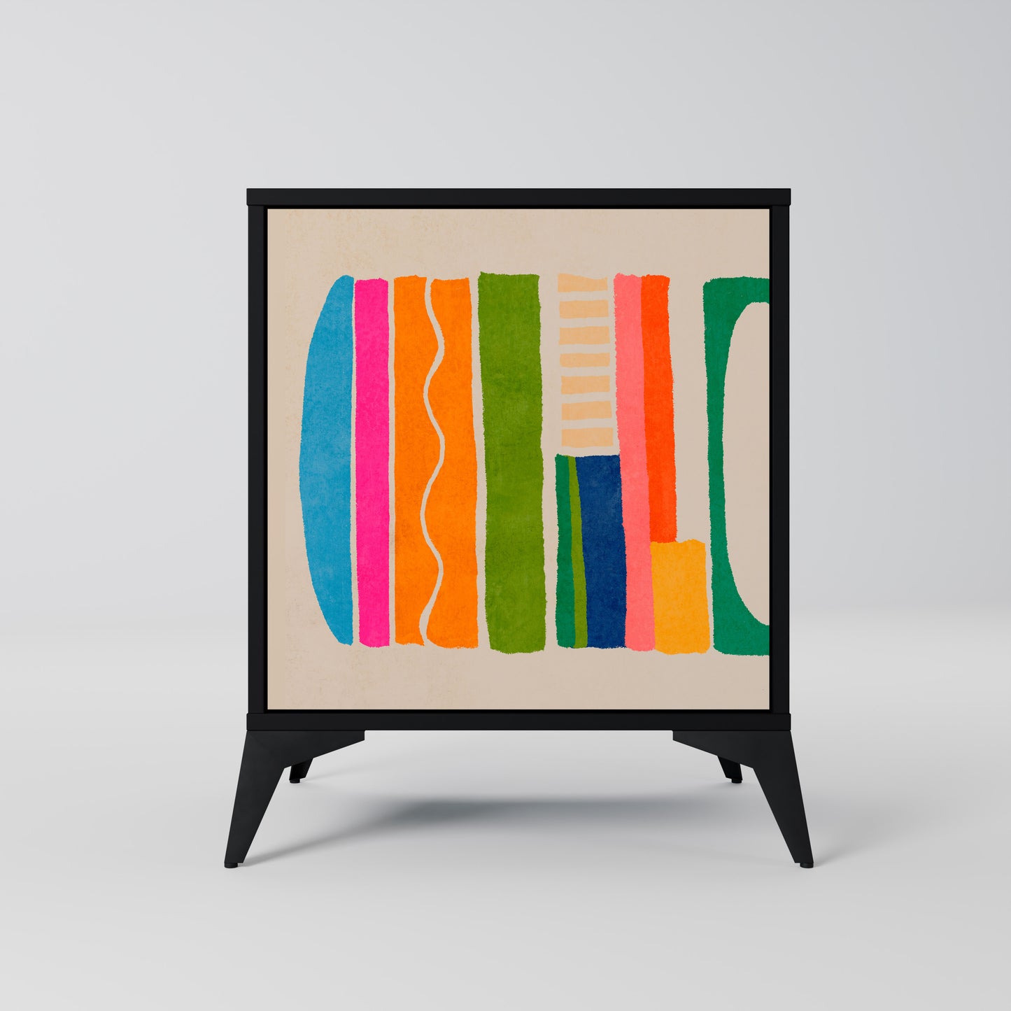 Credenza GEOMETRIC SHINE a 1 anta con finitura nera