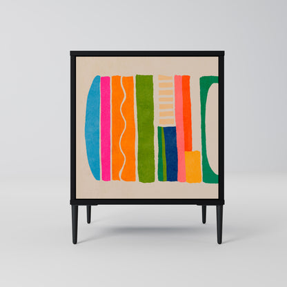 Credenza GEOMETRIC SHINE a 1 anta con finitura nera