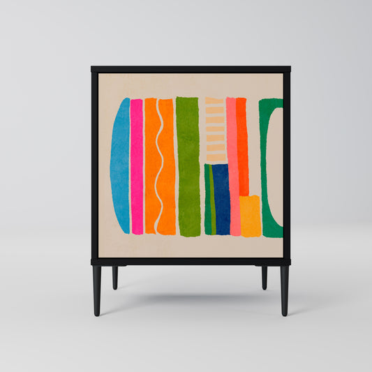 Credenza GEOMETRIC SHINE a 1 anta con finitura nera