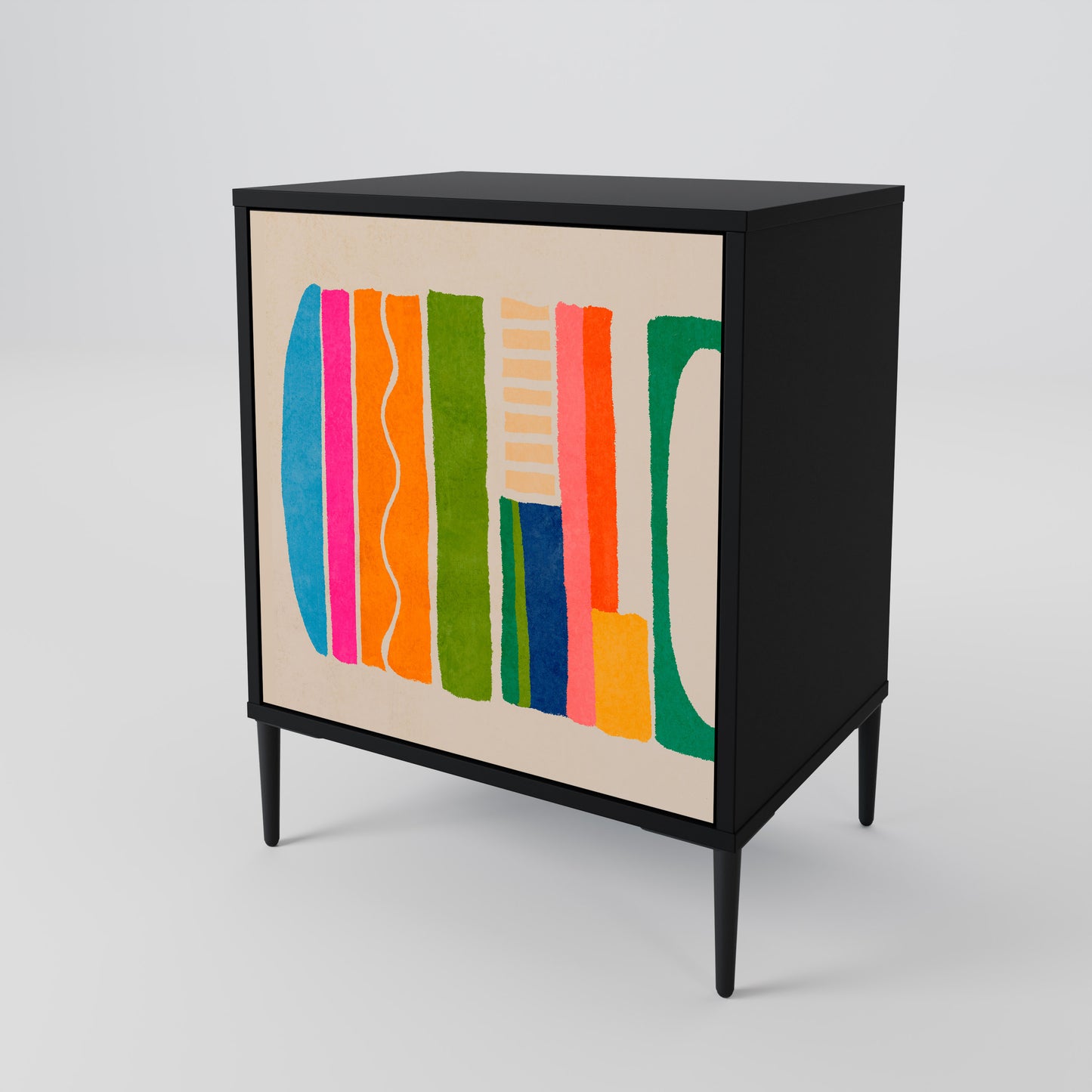 Credenza GEOMETRIC SHINE a 1 anta con finitura nera