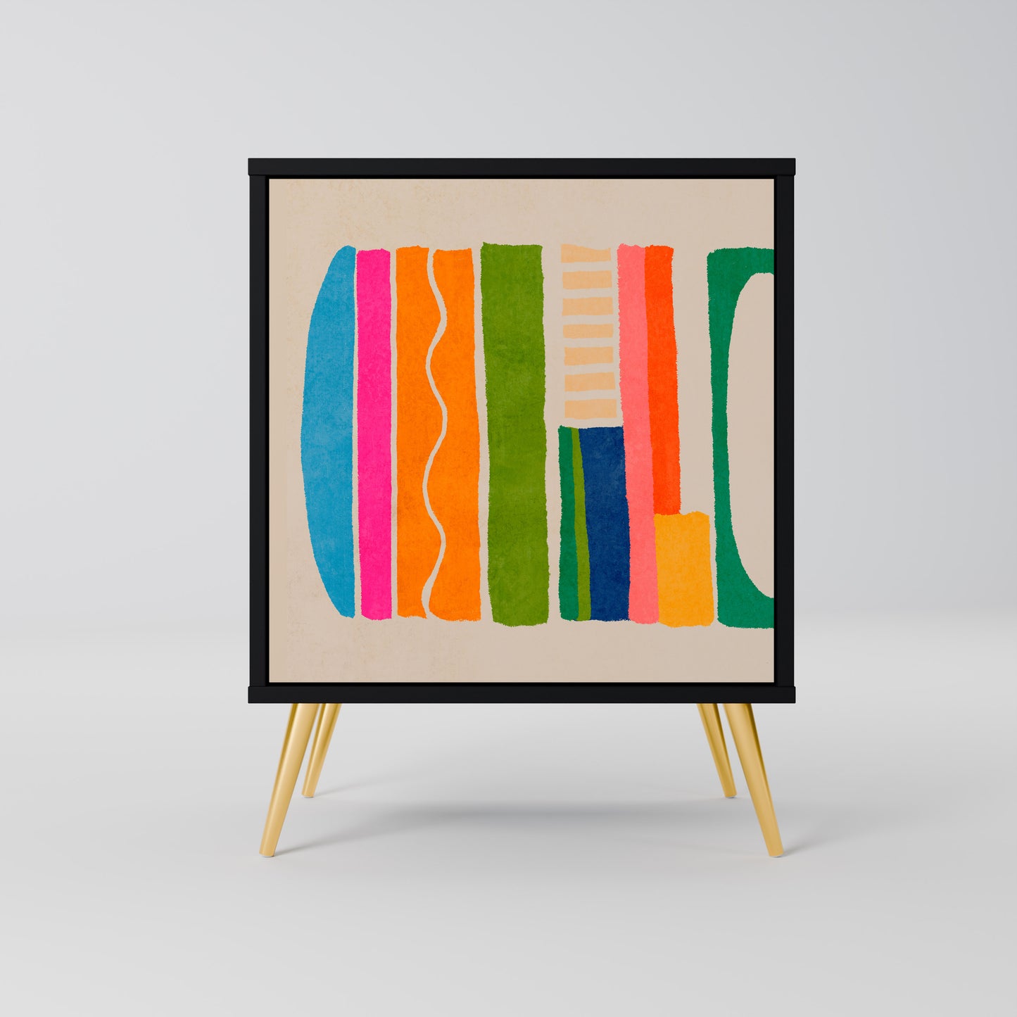 Credenza GEOMETRIC SHINE a 1 anta con finitura nera