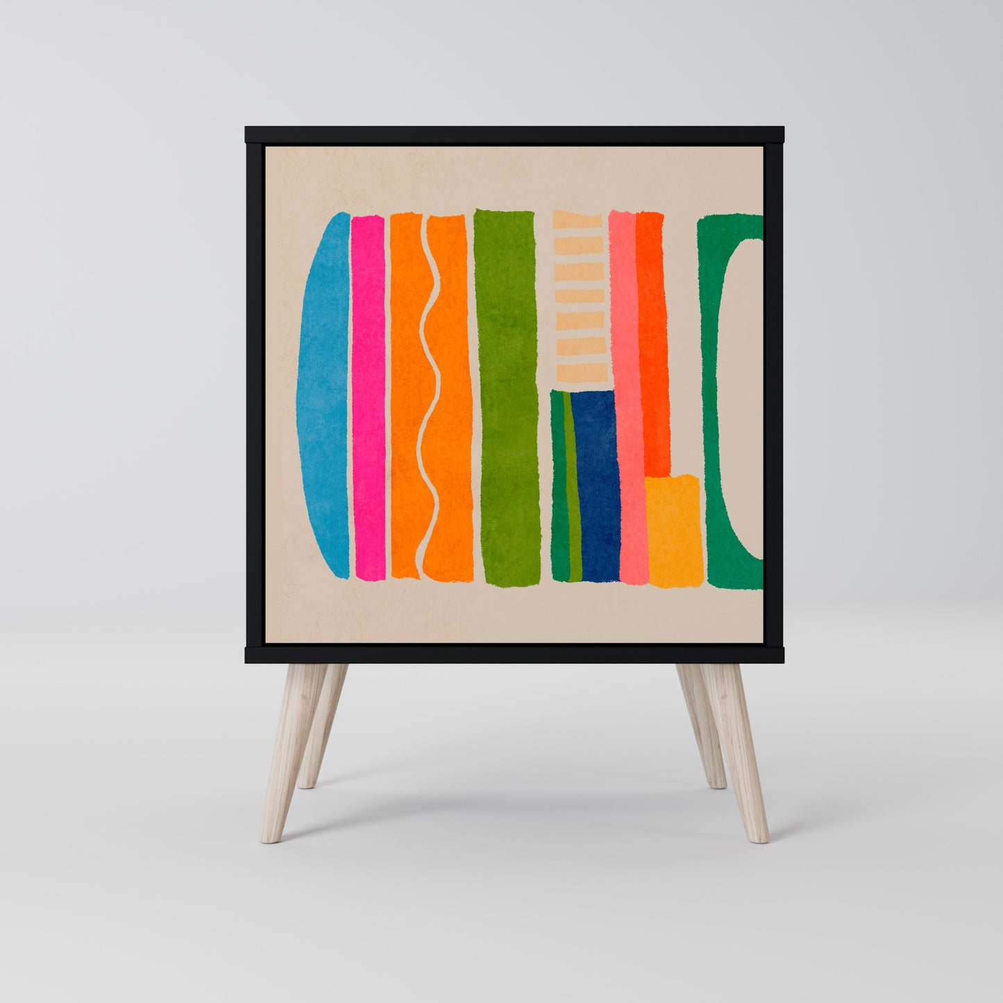 Credenza GEOMETRIC SHINE a 1 anta con finitura nera