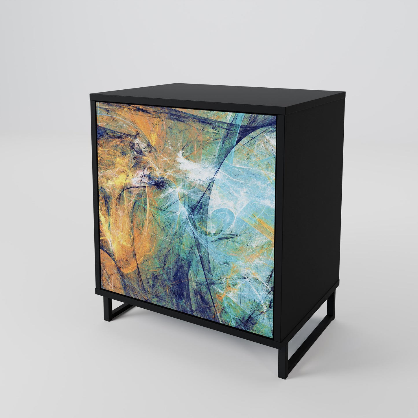 ABSTRACT THOUGHTS 1-Door Sideboard in Black Finish