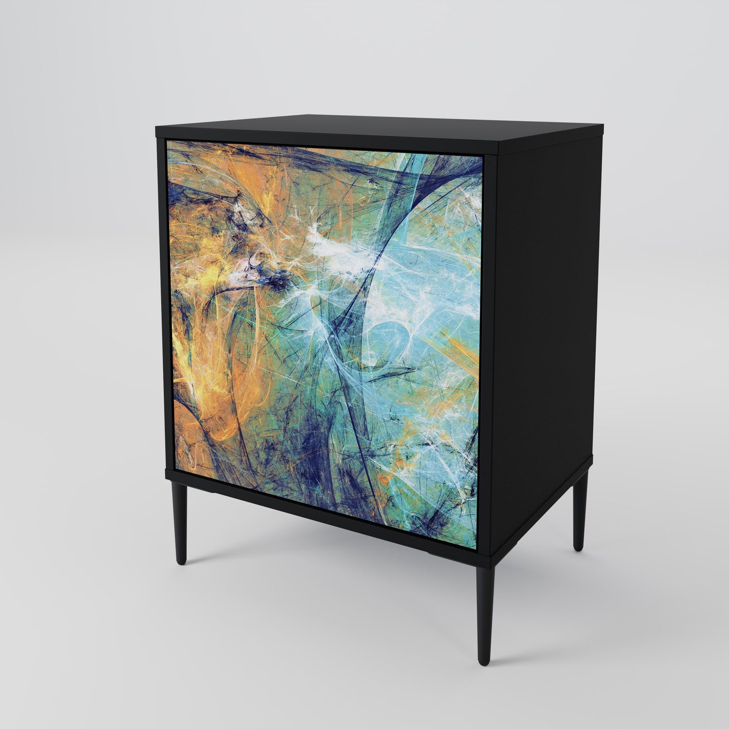 ABSTRACT THOUGHTS 1-Door Sideboard in Black Finish