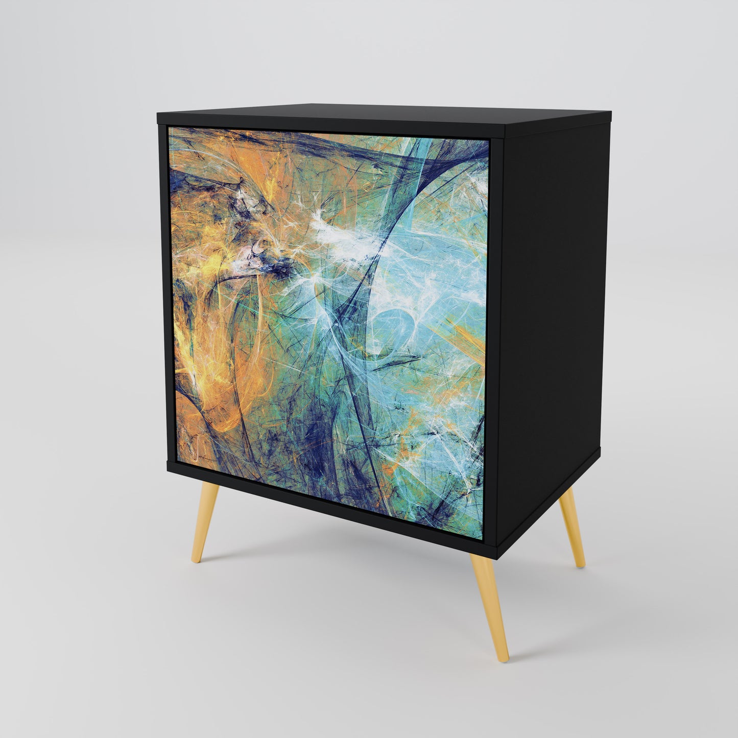 ABSTRACT THOUGHTS 1-Door Sideboard in Black Finish