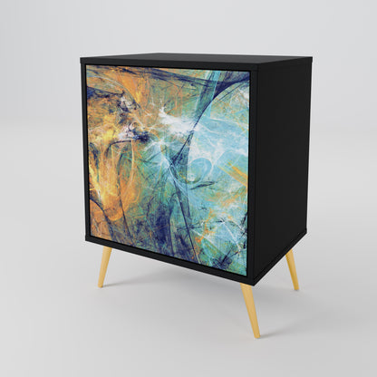 ABSTRACT THOUGHTS 1-Door Sideboard in Black Finish