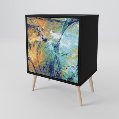 ABSTRACT THOUGHTS 1-Door Sideboard in Black Finish