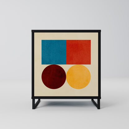 Credenza GEOMETRIC PUZZLE a 1 anta con finitura nera