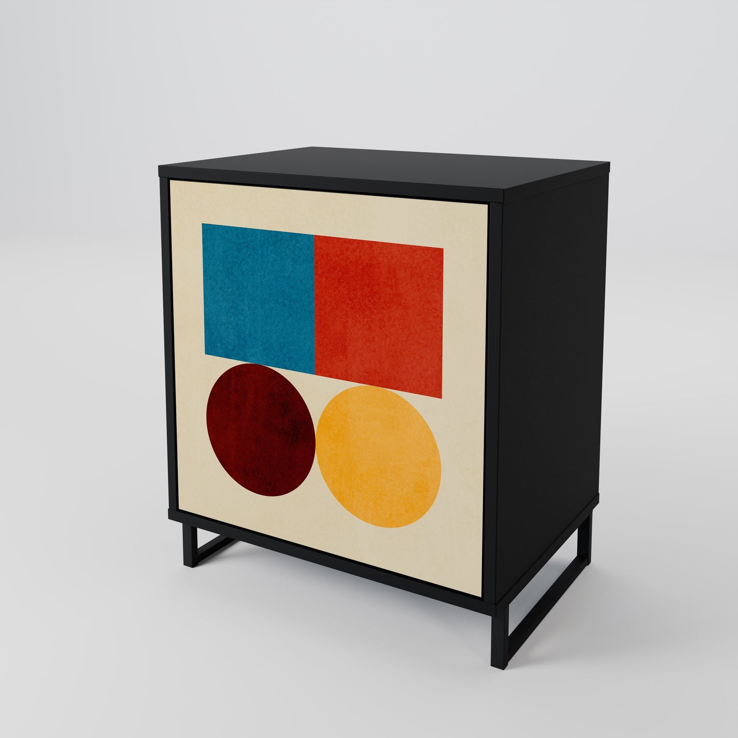 Credenza GEOMETRIC PUZZLE a 1 anta con finitura nera