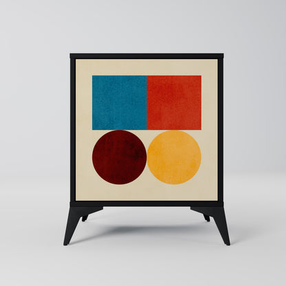 Credenza GEOMETRIC PUZZLE a 1 anta con finitura nera