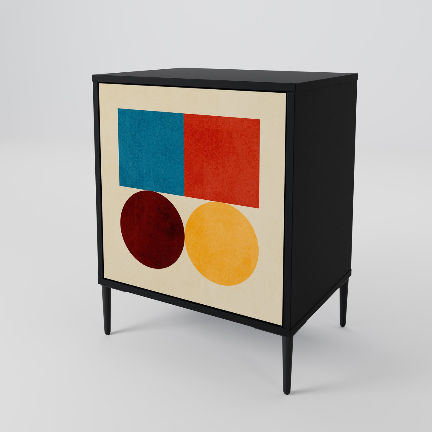 Credenza GEOMETRIC PUZZLE a 1 anta con finitura nera