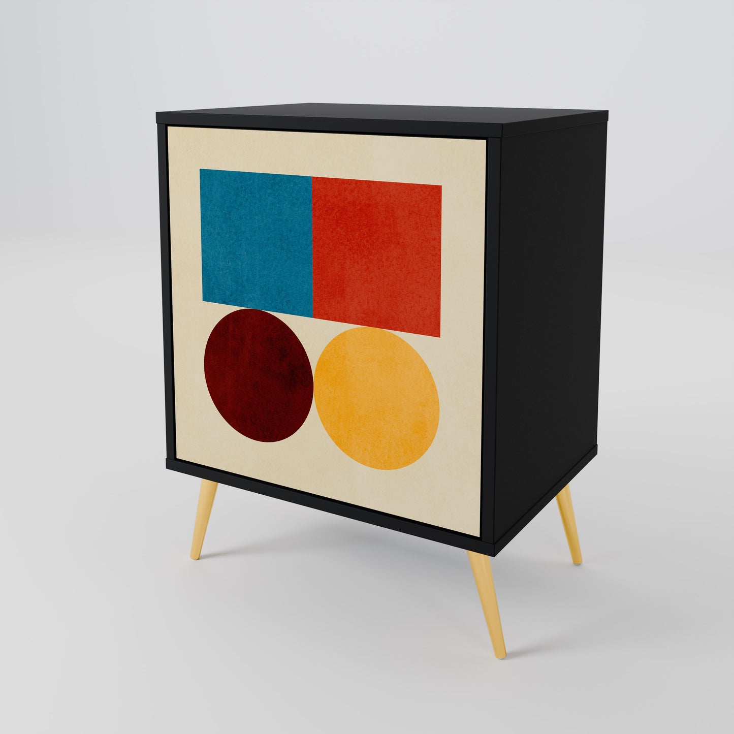 Credenza GEOMETRIC PUZZLE a 1 anta con finitura nera