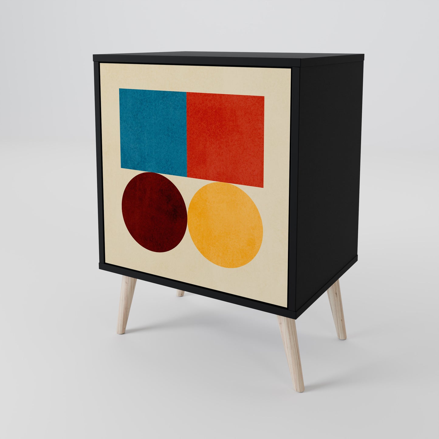 Credenza GEOMETRIC PUZZLE a 1 anta con finitura nera