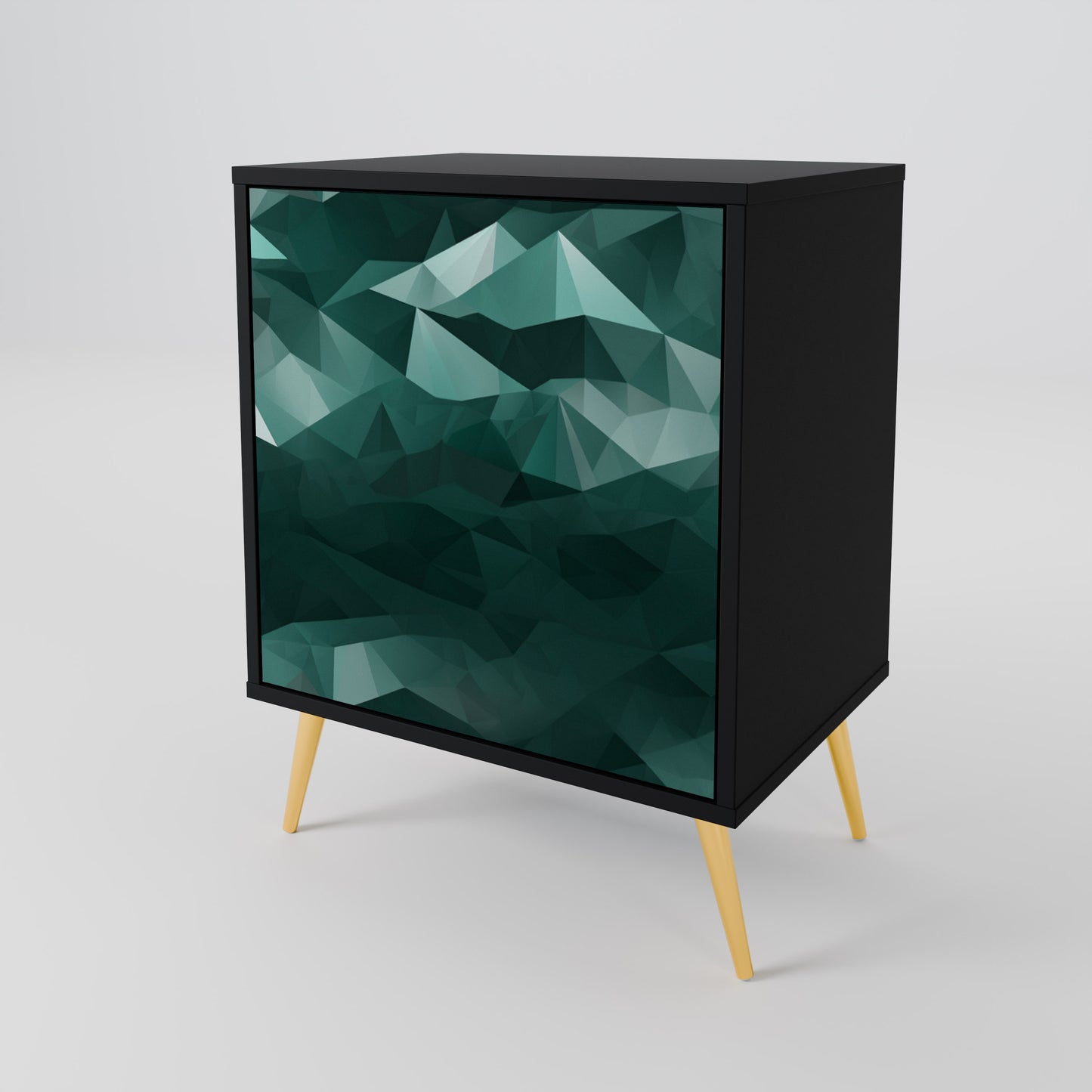 Credenza POLYGONAL FLOATING a 1 anta con finitura nera