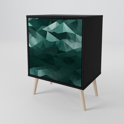 Credenza POLYGONAL FLOATING a 1 anta con finitura nera