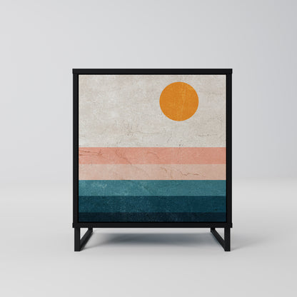 TWO HALVES 1-Door Sideboard in Black Finish