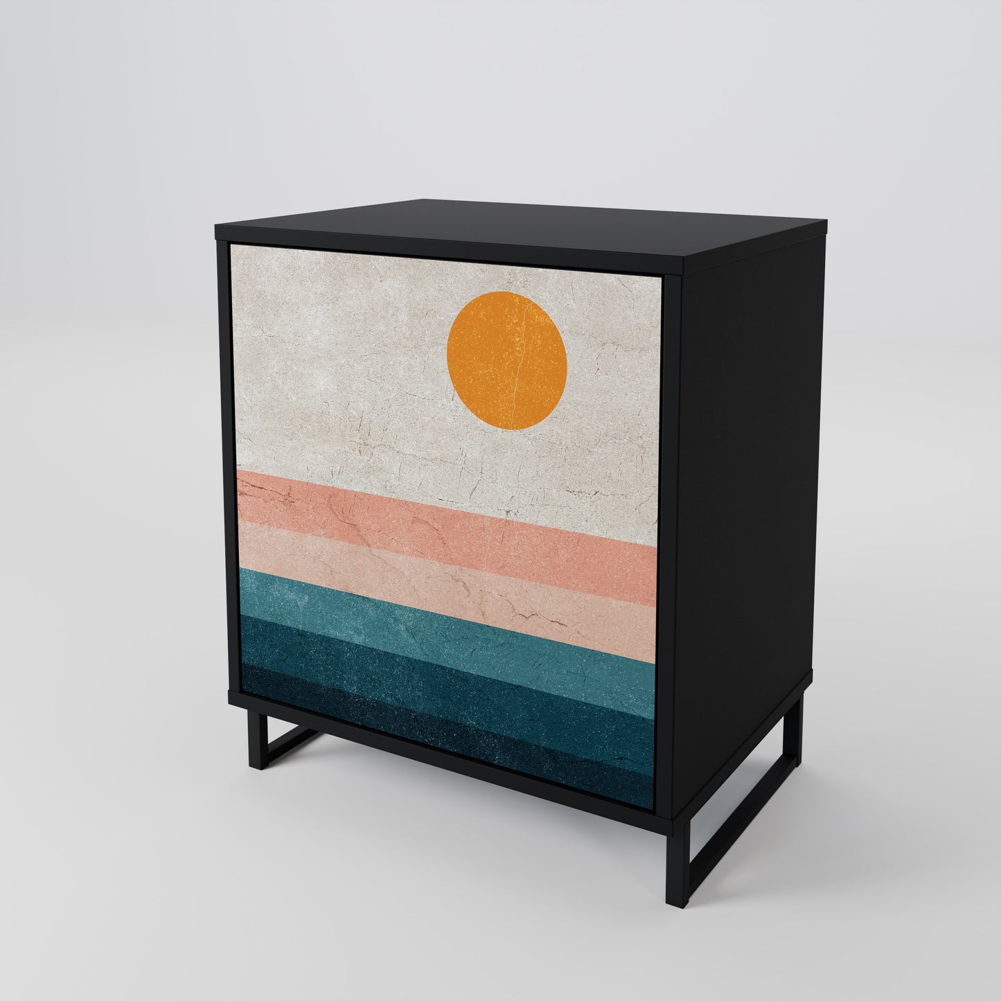 TWO HALVES 1-Door Sideboard in Black Finish