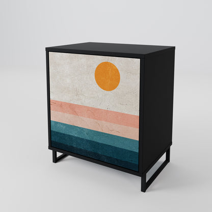 TWO HALVES 1-Door Sideboard in Black Finish